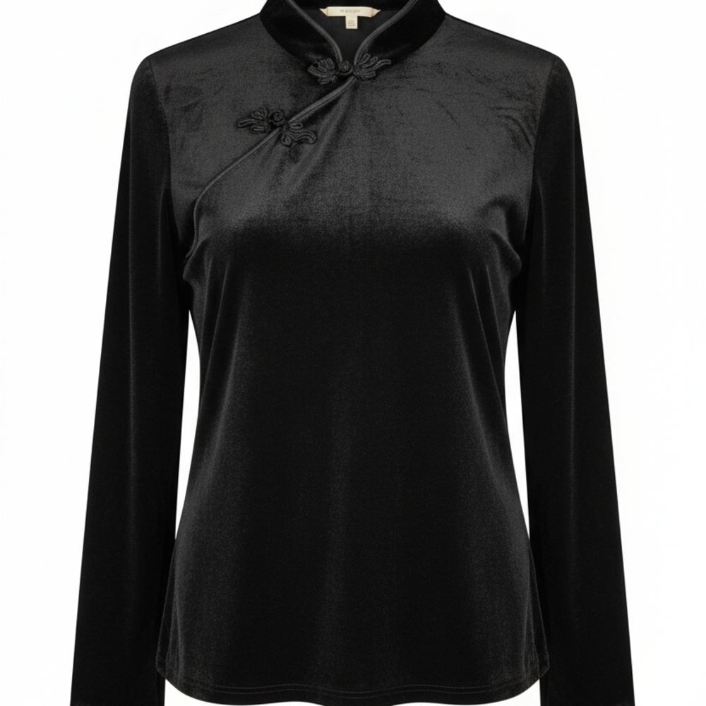 Soft Surroundings Black Velvet Blouse